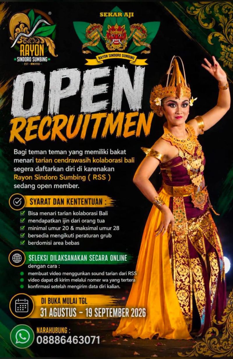 OPEN RECRUITMENT SEKAR AJI Rayon Sindoro Sumbing (RSS)